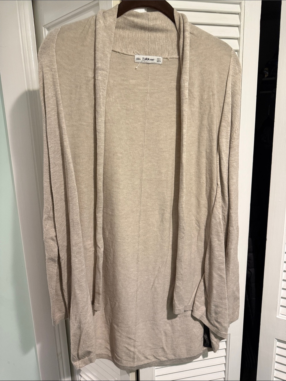Women’s Zara Open-Front Cream Cardigan